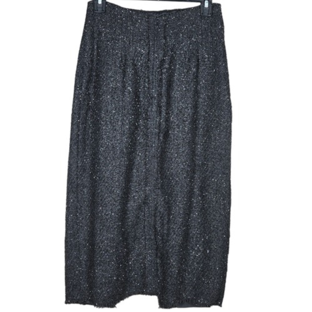 Tuckernuck Pomander Place Medium Laurelle Tweed Midi Skirt NWT Black Shimmer - Picture 4 of 11
